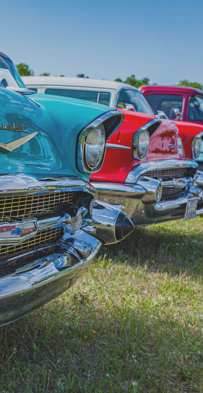 Row of Classic cars lined up